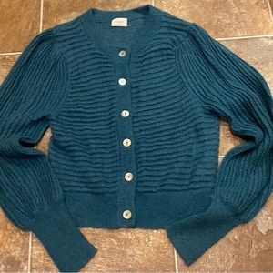 Aritzia Alessia cardigan size small teal worn once please see pictures.
